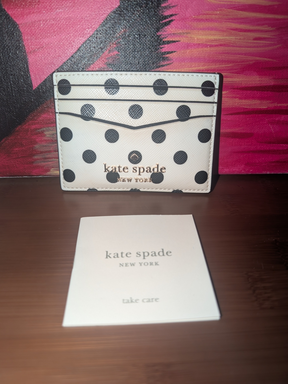 NWOT kate spade White & Black Polka Dot Card Holder - Picture 5 of 5